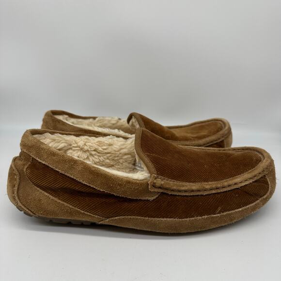 Ugg Ascot Chestnut Brown Corduroy Moccasin Slippers Mens Size 12 main image 11